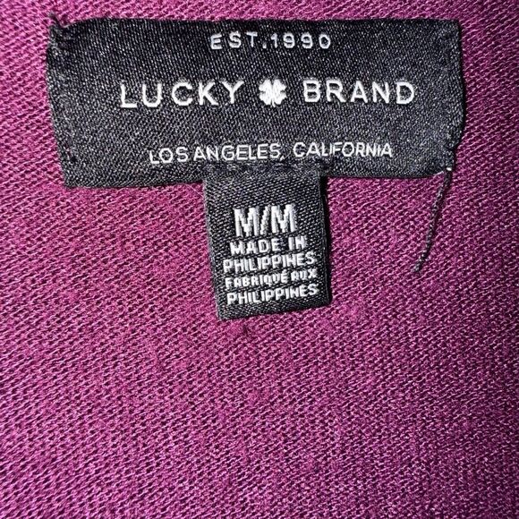 Lucky Brand Burgundy Crewneck Knit Long Sleeve Top Medium - Picture 4 of 7